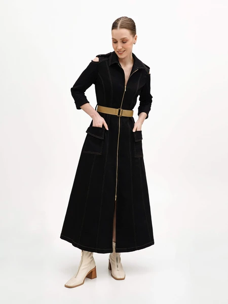 Чорна джинсова сукня maxi