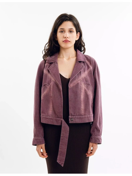 Бордова джинсова косуха